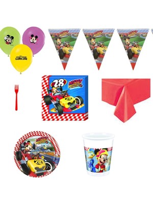 Hayaller Dükkanı Mickey Roadster  8 Kişilik Doğum Günü Süsleri Parti Malzemeleri