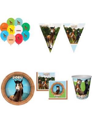 Hayaller Dükkanı 8 Kişilik Doru At Parti Malzemeleri Doğum Günü Süsleri