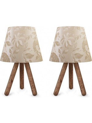 North Home Ahşap Ayaklı Abajur Pvc Başlık 2 ' Li Fırsat Ürünü