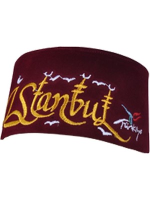 Pandoli Bordo Renk Istanbul Yazılı Osmanlı Fesi Yetişkin