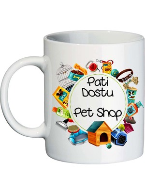Biresimden Pet Shop Dükkanı Isim Baskılı Hediyelik Kupa Bardak