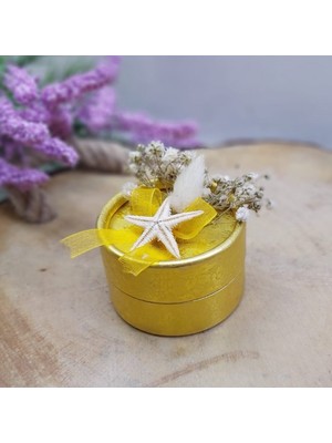 Hayaller Dükkanı 30 Adet Deniz Yıldızlı Ve Kuru Çiçekli Karton Kutu Nikah Şekeri