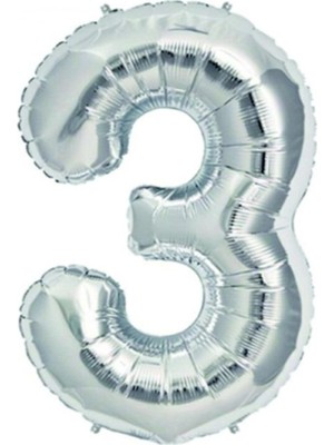 İKM Rakam Balon Folyo Küçük Boy 35 cm Gümüş 3