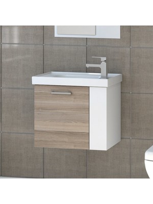 Denko Step 50 cm Mdf Banyo Dolabı Alt Modül ve Seramik Lavabo