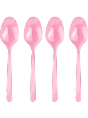 Roll-Up Pembe Plastik Kaşık 25'li