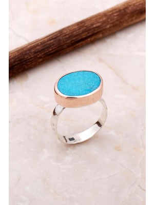 Sümer Telkari Turkuaz Elişi Trend Tasarım Gümüş Yüzük 3049