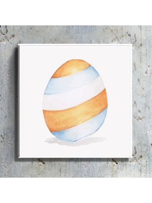 Mağazacım Çocuk Odası Çizgili Paskalya Yumurtası Temalı (40X40 Cm) Kanvas Tablo TBL1509