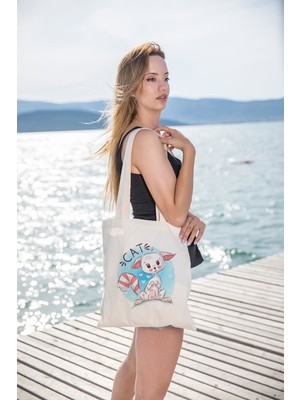 Angemiel Bag Sevimli Kedi Alışveriş Plaj Bez Çanta