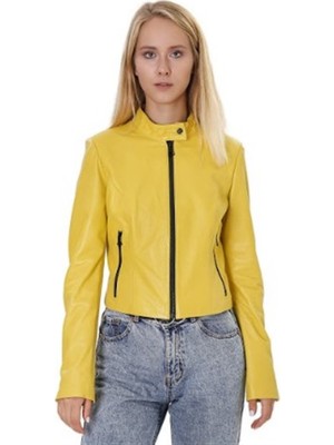 Franko Armondi Kadın Gerçek Deri Spor Mont Sarı BK-1555-19915 Fa4