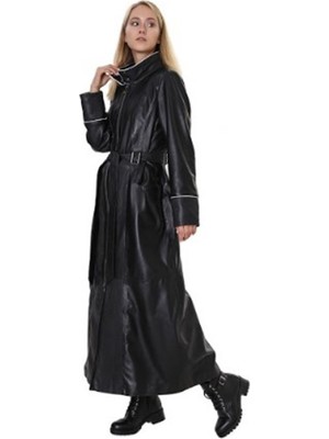 Franko Armondi Kadın Gerçek Deri Klasik Luxury Elbise Siyah GZ-1398-19968 Fa4