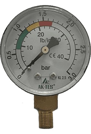 Manomètre 52mm Cadran 1/4 » Bspt Horizontal 0/15,30,60.100,160,300 Psi &  Bar