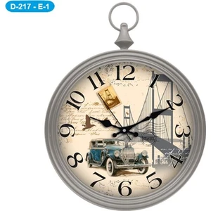 Dekoratif Araba Duvar Saati Gri