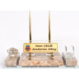 İsme Özel Mermer Set Masaüstü İsimlik Krem