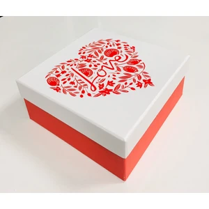Event Party Store Kutu Love Kırmızı Beyaz 19CM x 19CM x 8cm