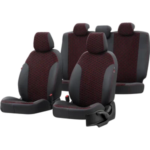 V.w. Caddy 2011-2015 Özel Üretim Koltuk Kılıfı Tokyo Design Tay Tüyü Siyah - Kırmızı