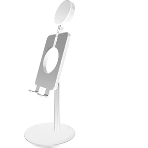Alüminyum Alaşım USB LED Katlanabilir Selfie Halkası Işık Tablet Telefon Tutucu Standı Beyaz