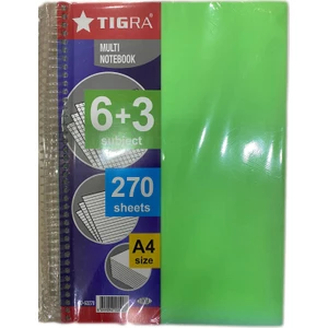 6+3 Bölmeli Defter Yeşil