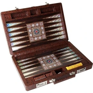 Lüx Deri Çantalı Elit Tavla - Kilit Mekanizmalı