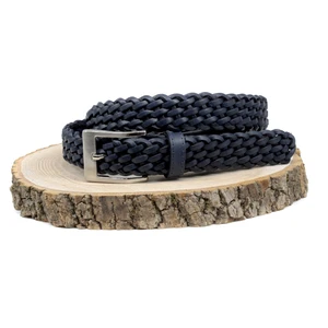 Deri Örgü Unisex Kemer 3cm Lacivert