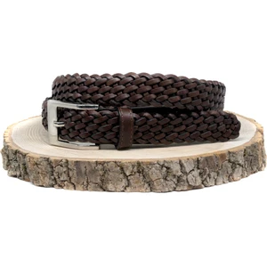 Deri Örgü Unisex Kemer 3cm Kahverengi