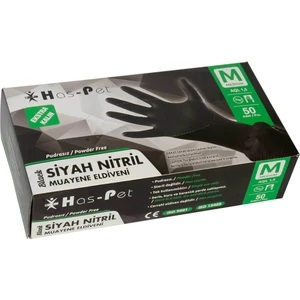 Nitril Pudrasız Ekstra Kalın Siyah Eldiven Medium 50'li