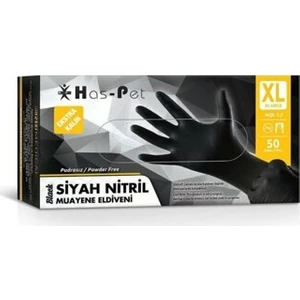 Nitril Pudrasız Ekstra Kalın Siyah Eldiven Xlarge 50'li