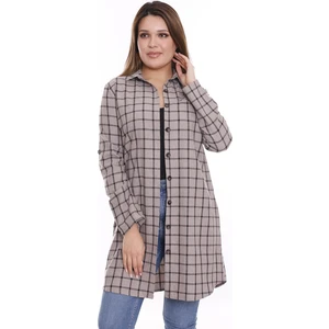 Disentis Modest Kareli Gizli Cepli Kolu Apoletli Uzun Dokuma Tunik Gömlek