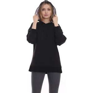 Disentis Modest Kapüşonu Çiçek Desenli Uzun Kollu Kanguru Cepli Oversize Sweatshirt