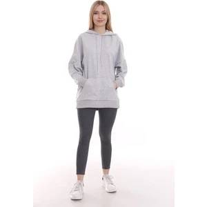 Disentis Modest Kapüşonu Çiçek Desenli Uzun Kollu Kanguru Cepli Oversize Sweatshirt