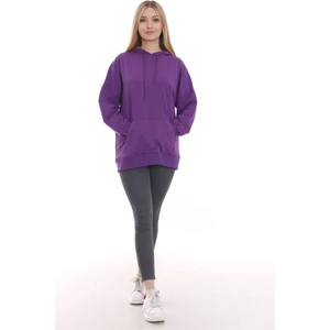Disentis Modest Kapüşonu Çiçek Desenli Uzun Kollu Kanguru Cepli Oversize Sweatshirt