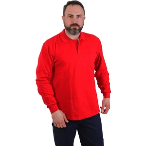 Eser - Polo Yaka Sweatshirt - Cepli - Kırmızı