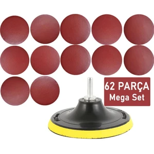 62 Parça 115MM Avuç Taşlama Cırt Zımpara Seti + Matkap Aparatı