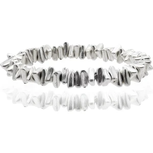 Erkek Antik Gümüş Kaplama Lastikli Asimetrik Parçacıklı  Bileklik