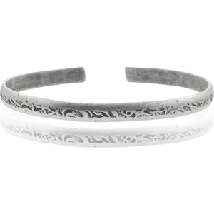 Erkek Antik Gümüş Kaplama Ayarlanabilir Baskılı Bohem  Bileklik