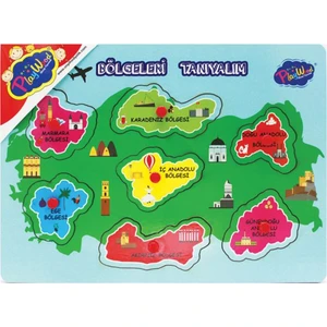 Ahşap Tutmalı Kıtaları ve Bölgeleri Tanıyalım Puzzle