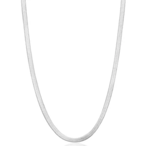 Gülüş Gümüş Yassı Ezme Gümüş Zincir KOLYE-50CM.