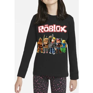 Roblox Uzun Kollu Çocuk Tişört Siyah