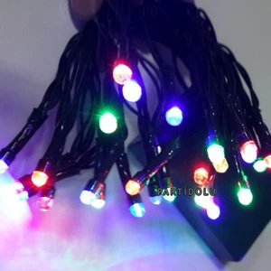 Yeşil Kablolu Pilli LED Işık 5 Metre Karışık Renk