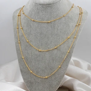 Sosyete Gkhn Üç Boy Sıralı Top Boncuklu Kombin Kolye