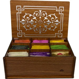 9 Bölmeli Ahşap Çay Kutusu, Teabox,bitkisel Çay Kahve Kutusu