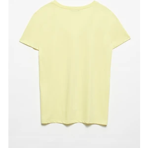 3470 V Yaka Basic T-Shirt-Açık Sarı