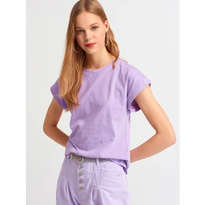 3504 Bisiklet Yaka Penye Bluz-Lila