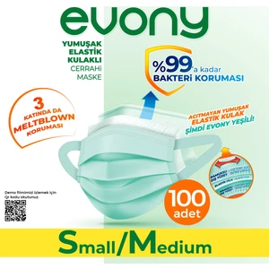Evony Yeşil Elastik Kulaklı Small/Medium 100 Adet