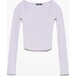 3700 Fitilli Uzun Kollu Top-Lila