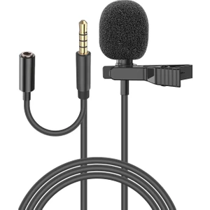 SN-MTK35 Siyah Lightning Tik-Tok Akıllı Telefon Kulaklık Çıkışlı Yaka Mikrofonu