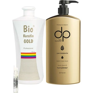 Bio Keratin Gold Brezilyan Fönü Kalıcı Saç Düzleştirici + Dp Tuzsuz Şampuan Çam Terebentin