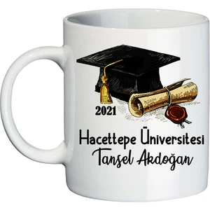 Mezuniyet Hatırası Isim Baskılı Kişiye Özel Hediyelik Kupa Bardak