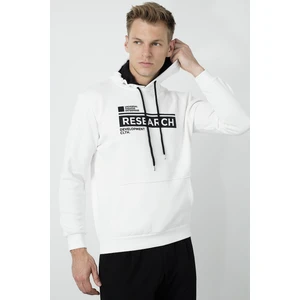 Regular Fit Baskılı Kapüşonlu Kanguru Cepli Şardonlu Kışlık Örme Erkek Sweat 5827004