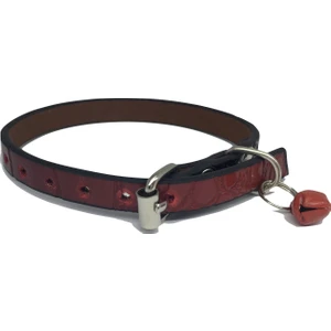 Kırmızı Siyah Alacalı Rugan Derili Zilli Tasma