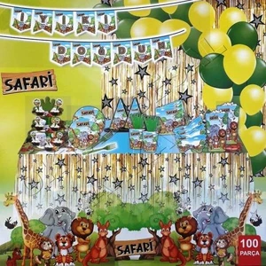 Konsept Doğum Günü Parti Seti - 100 Parça - Full Set - Safari Konsept